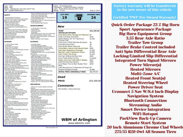 2024 Ram 1500 Big Horn Crew Cab 4WD Arlington VA