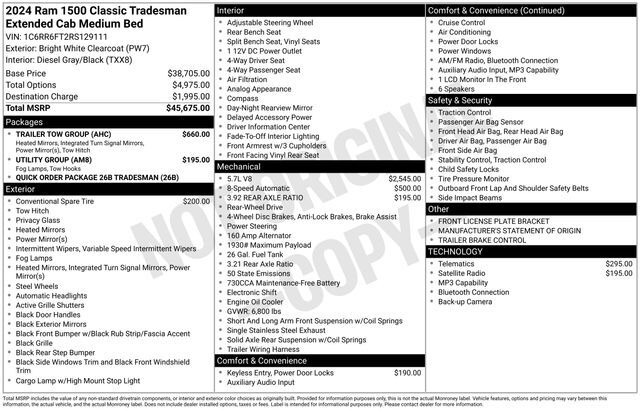2024 Ram 1500 Classic Tradesman Raleigh NC