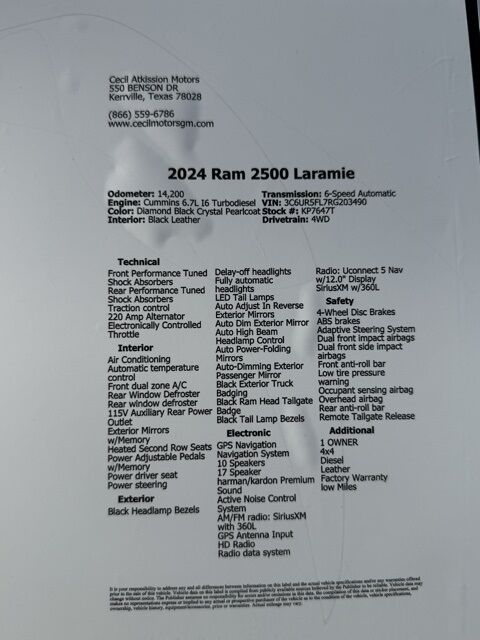2024 Ram 2500 Laramie  TX