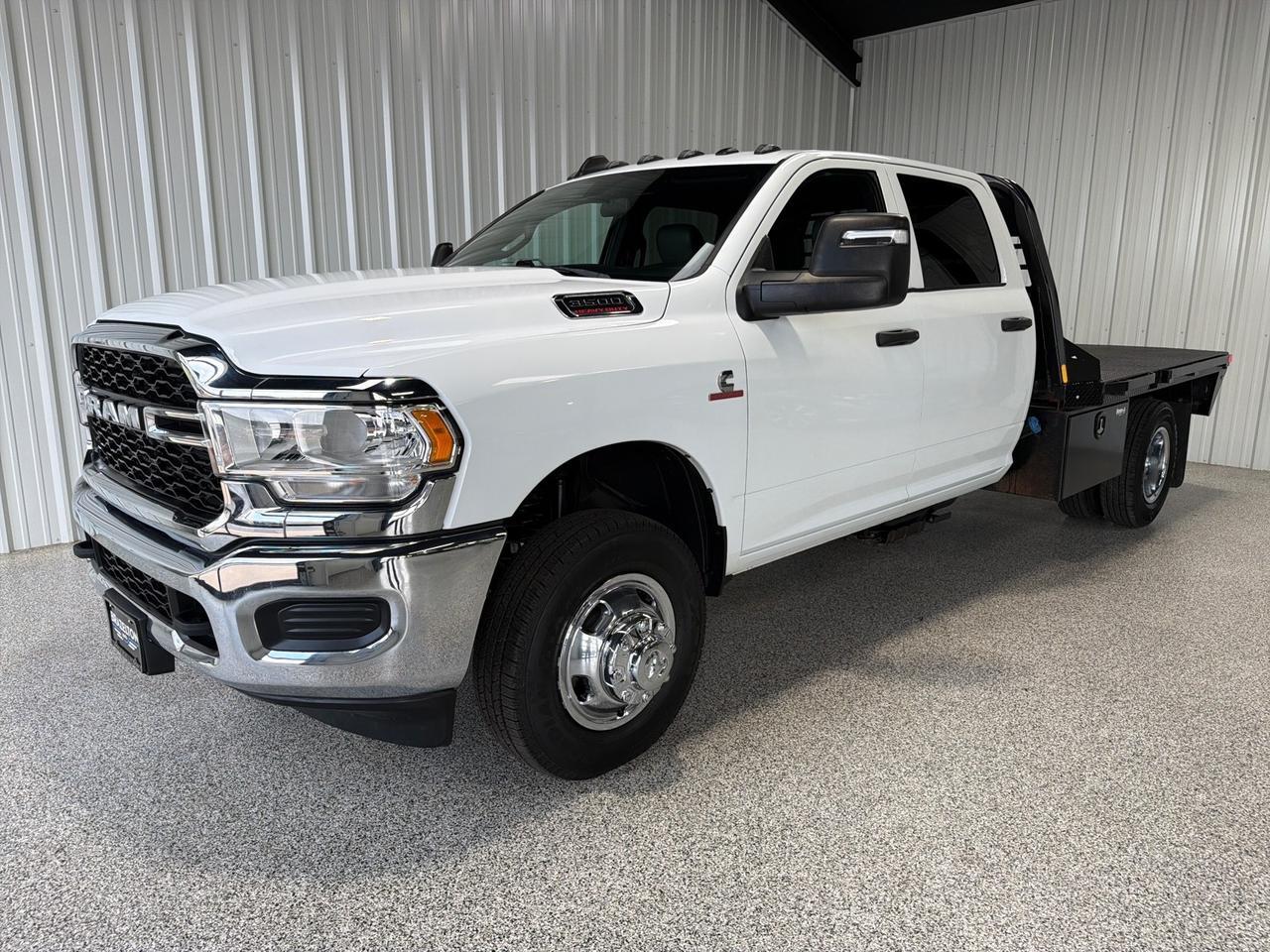 2024 Ram 3500 Chassis Cab Tradesman, 4x4, C&M 9ft 4in RD Flatbed w/ Toolboxes, 8.4in Screen, Max Tow, New Tires