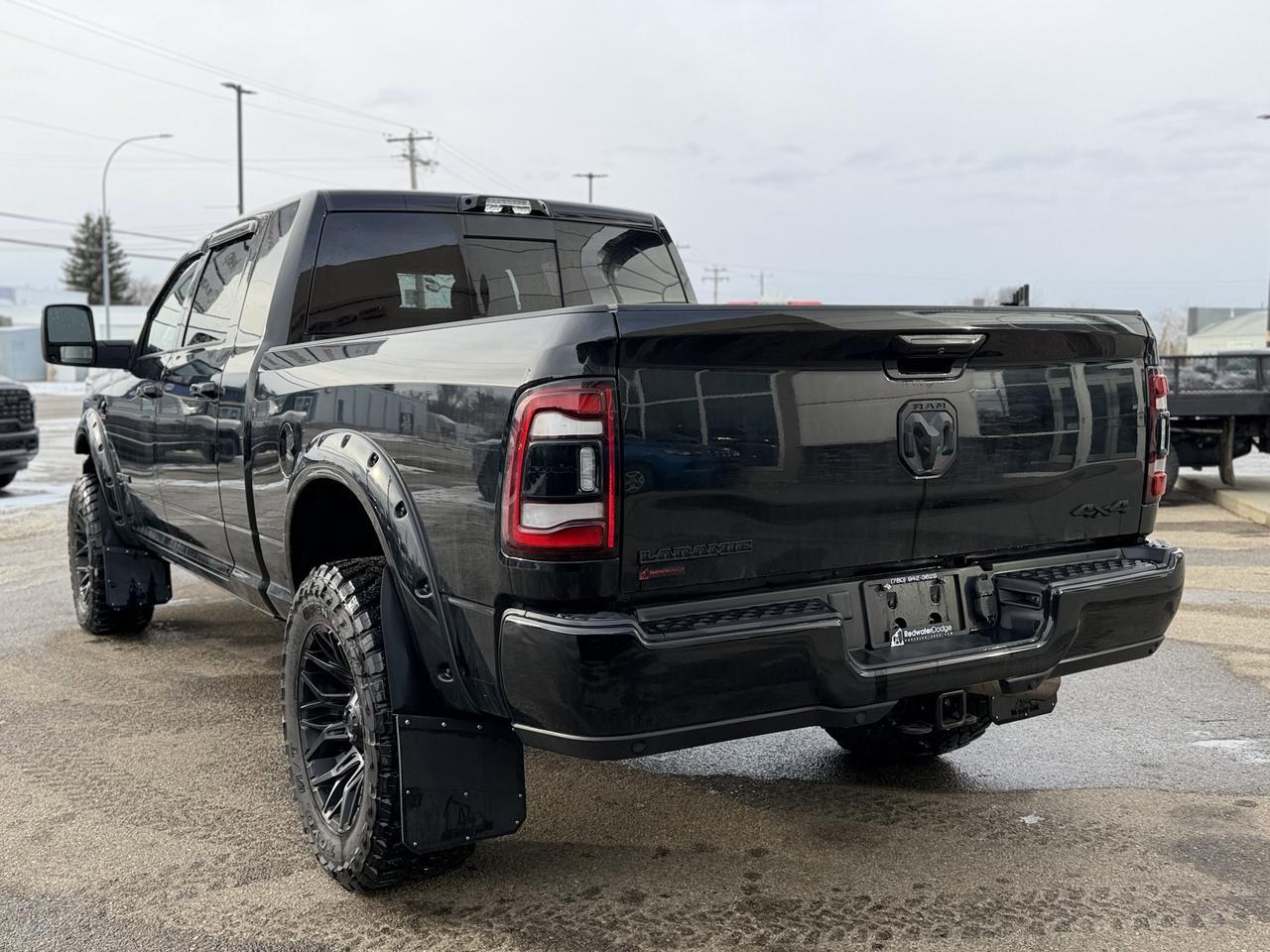 2024 Ram 3500 Laramie Night Edition Mega Cab 4x4 | Rig Ready Ram | Low KMs | Cummins | Towing | Sunroof | Leather Redwater AB