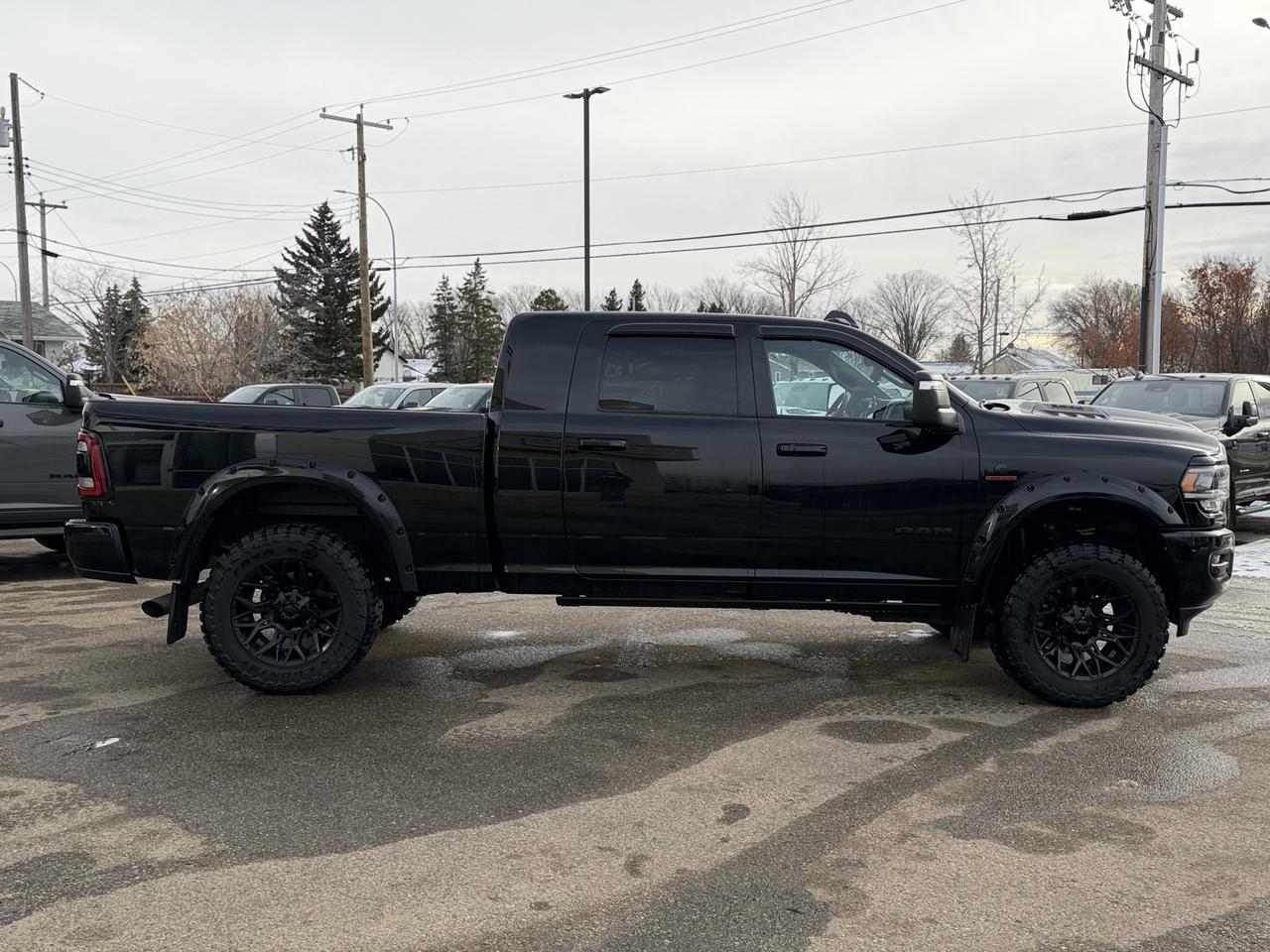 2024 Ram 3500 Laramie Night Edition Mega Cab 4x4 | Rig Ready Ram | Low KMs | Cummins | Towing | Sunroof | Leather Redwater AB