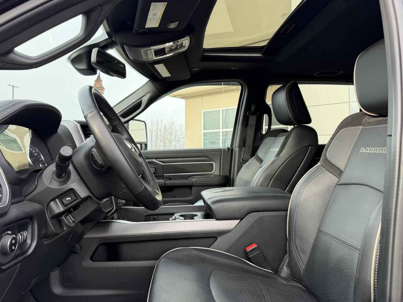 2024 Ram 3500 Laramie Night Edition Mega Cab 4x4 | Rig Ready Ram | Low KMs | Cummins | Towing | Sunroof | Leather Redwater AB