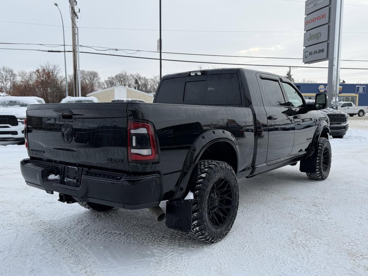 2024 Ram 3500 Laramie Night Edition Mega Cab 4x4 | Rig Ready Ram | SHADOW | 2&quot; Level | 20&quot; Fuel Rim | 35&quot; Toyos Redwater AB