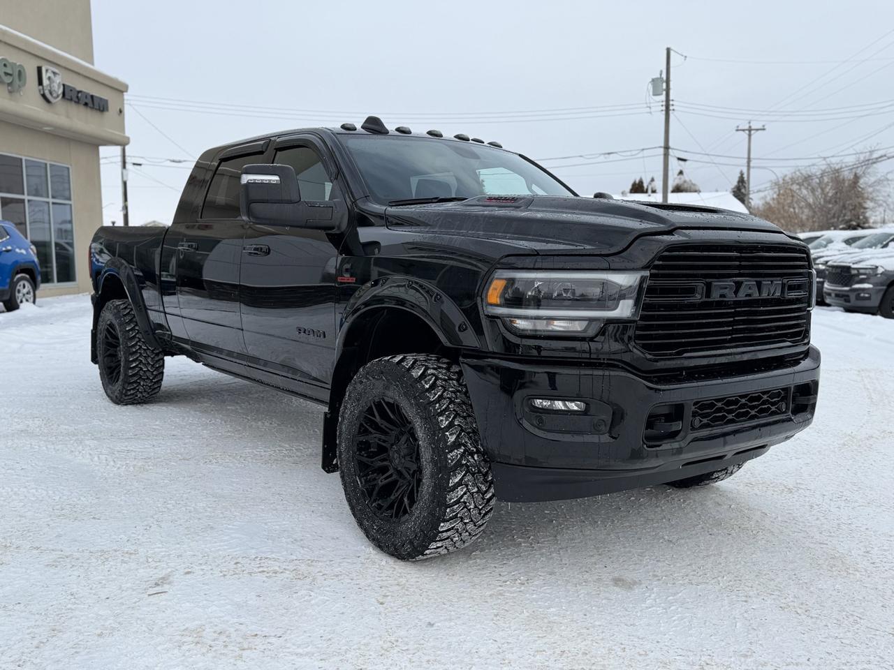 2024 Ram 3500 Laramie Night Edition Mega Cab 4x4 | Rig Ready Ram | SHADOW | 2&quot; Level | 20&quot; Fuel Rim | 35&quot; Toyos Redwater AB