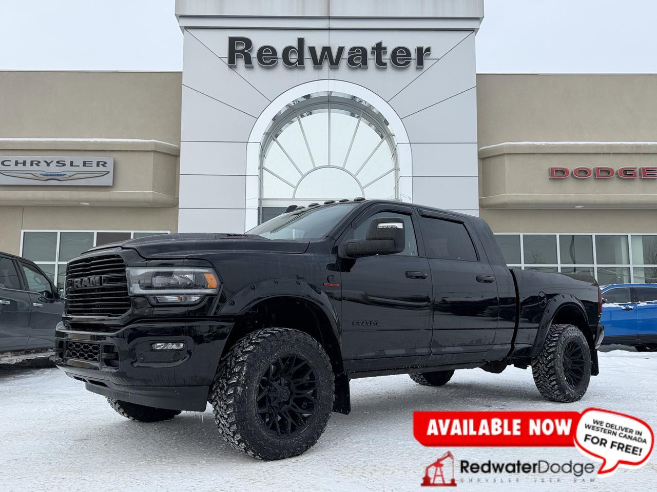 2024 Ram 3500 Laramie Night Edition Mega Cab 4x4 | Rig Ready Ram | SHADOW | 2" Level | 20" Fuel Rim | 35" Toyos
