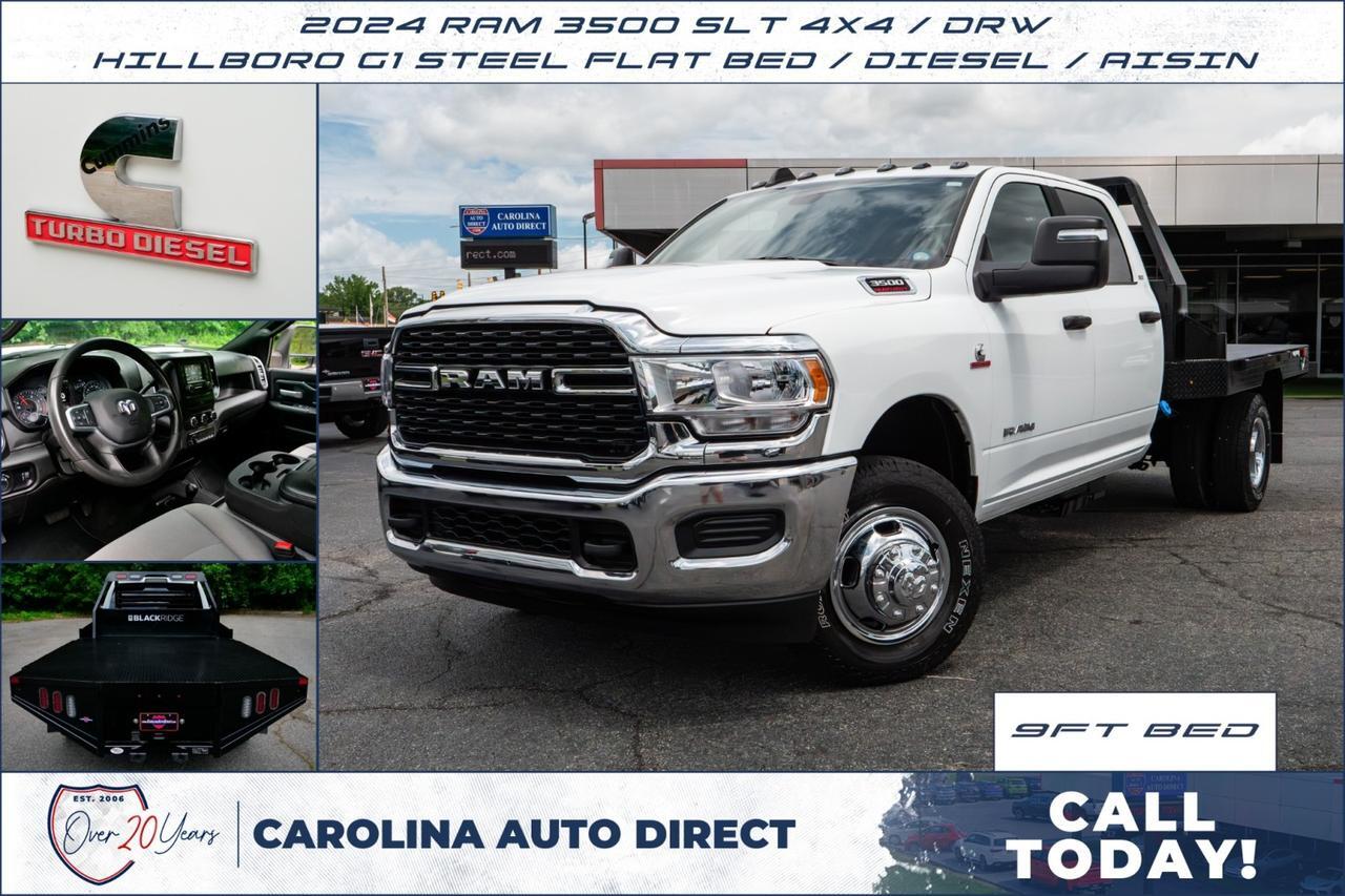2024 Ram 3500 SLT 4X4 / DRW / Hillboro G1 Steel Flat Bed / Diesel / AISIN!