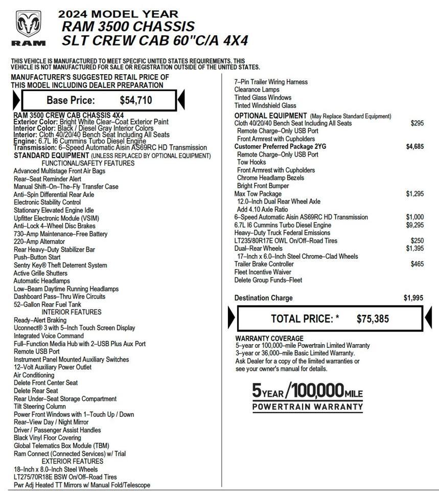 2024 Ram 3500 SLT 4X4 / DRW / Reading SL Service Body / AISIN / Diesel! Lincolnton NC
