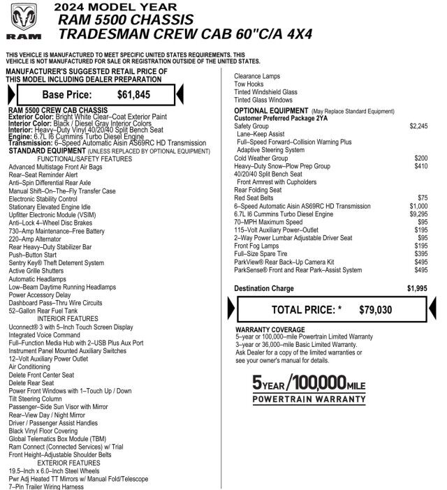 2024 Ram 5500 Tradesman / Knapheide Platform Body / Vanair Utility Truck! High Point NC