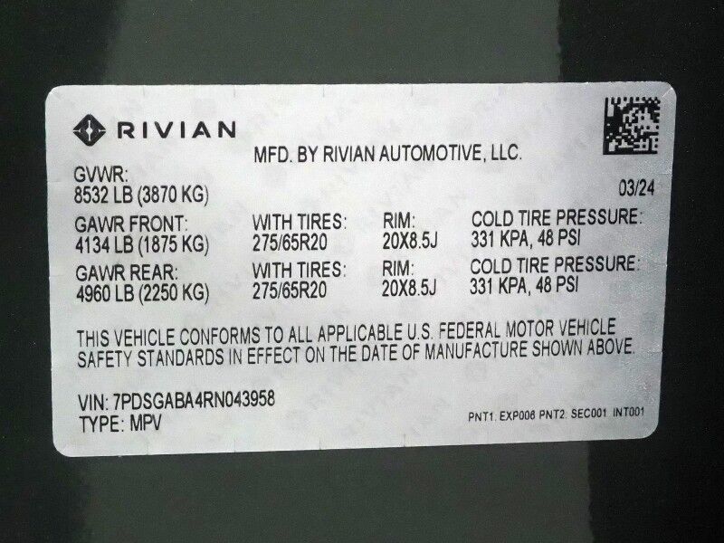 2024 Rivian R1S Adventure Package AWD *QUAD-MOTOR, LARGE BATTERY PACK, NAVIGATION, ADAPTIVE CRUISE, SAFETY ALERTS, 360 CAMERAS, PANO GLASS ROOF, LEATHER, CLIMATE SEATS, HEATED STEERING, 20 INCH WHEELS, MERIDIAN AUDIO, WIRELESS CHARGING Round Rock TX