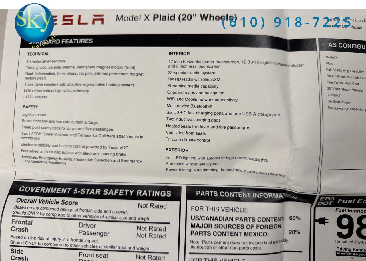 2024 Tesla Model X AWD Plaid 6-PASSENGER FULL SELF-DRIVING West Chester PA