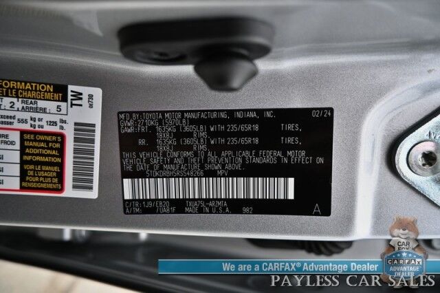 2024 Toyota Highlander XLE / AWD / Auto Start / Power & Heated Leather Seats / Sunroof / Adaptive Cruise / Lane Departure & Blind Spot / Rear Captain Chairs / 3rd Row / Seats 7 / Apple CarPlay & Android Auto / Back Up Camera / 1-Owner Anchorage AK