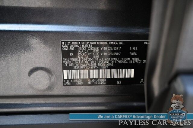 2024 Toyota RAV4 XLE / AWD / Auto Start / Weather Pkg / Power & Heated Cloth Seats / Heated Steering / Adaptive Cruise / Lane Departure & Blind Spot Alert / Apple CarPlay & Android Auto / Back Up Camera / Keyless Entry & Start / 1-Owner Anchorage AK