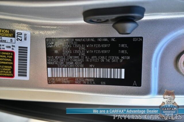 2024 Toyota Sienna XLE Hybrid / AWD / Auto Start / Power & Heated Leather Seats / Sunroof / Adaptive Cruise / Lane Depart & Blind Spot / Apple CarPlay & Android Auto / Back Up Cam / Rear Captain Chairs / 3rd Row / 36 MPG / 1-Owner Anchorage AK