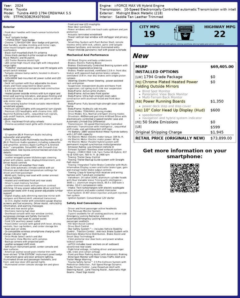 2024 Toyota Tundra 4WD 1794 Edition Hybrid Franklin TN