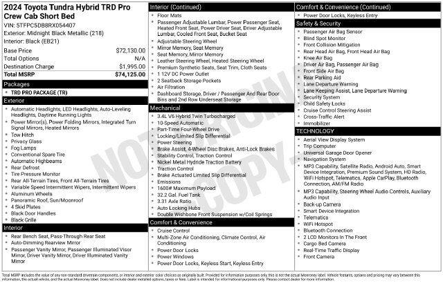 2024 Toyota Tundra Hybrid TRD Pro Raleigh NC
