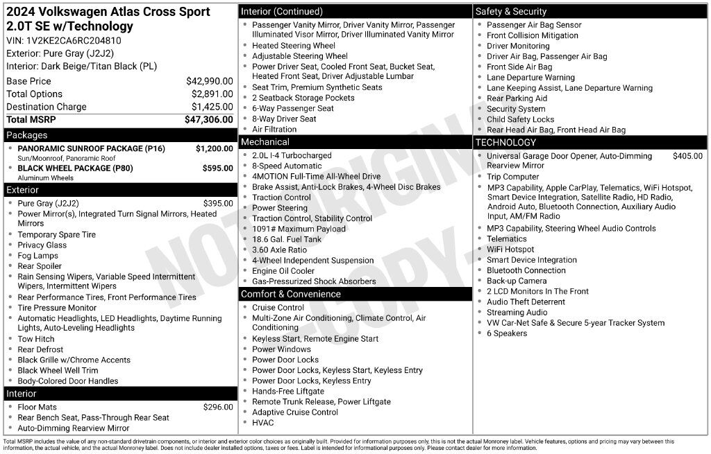 2024 Volkswagen Atlas Cross Sport 2.0T SE w/Technology San Clemente CA