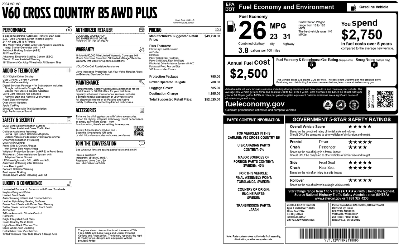 2024 Volvo V60 Cross Country Plus Knoxville TN