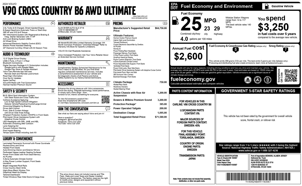 2024 Volvo V90 Cross Country Ultimate Knoxville TN