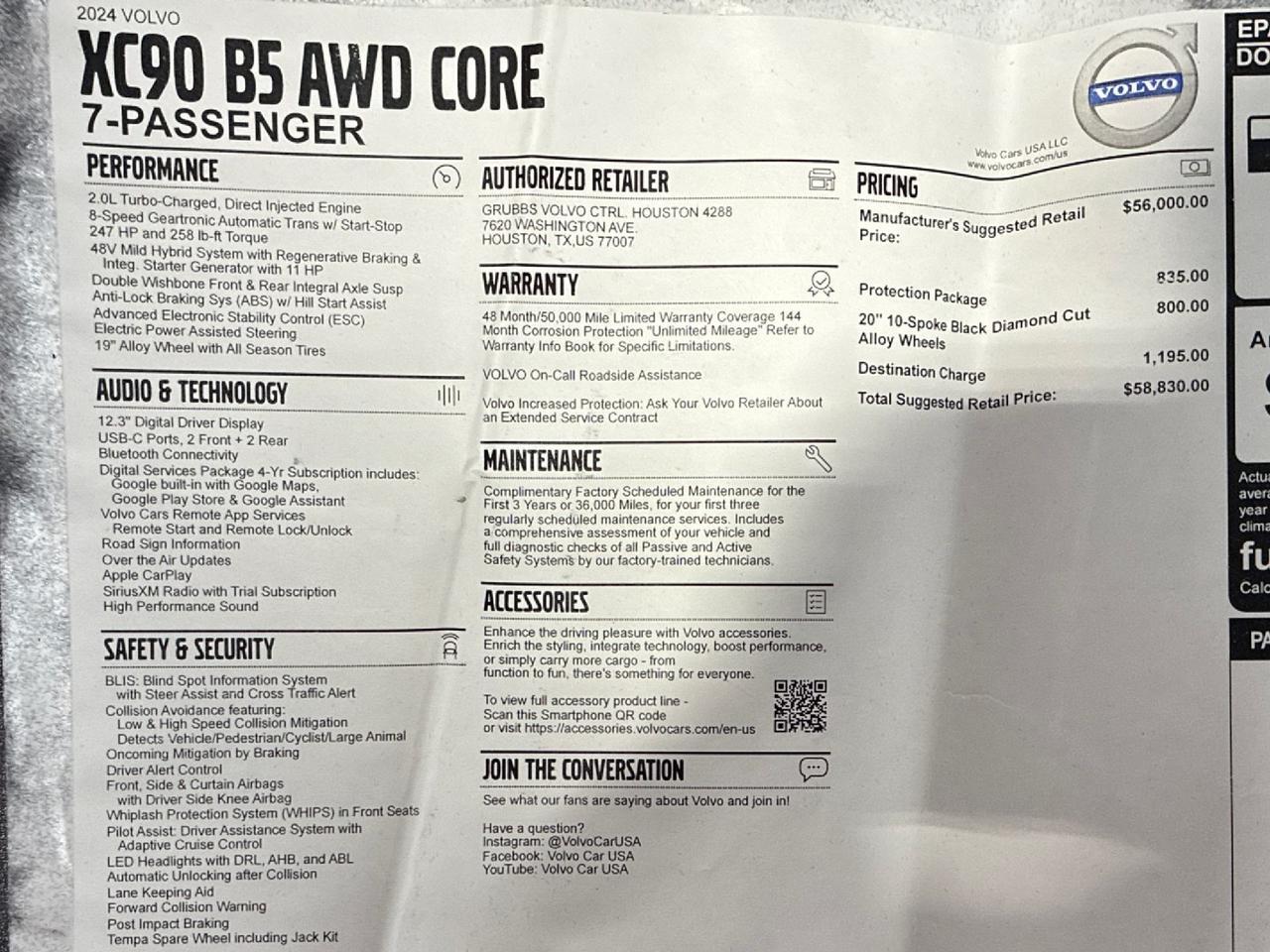 2024 Volvo XC90 Core Bright Theme, 20in Wheels Houston TX