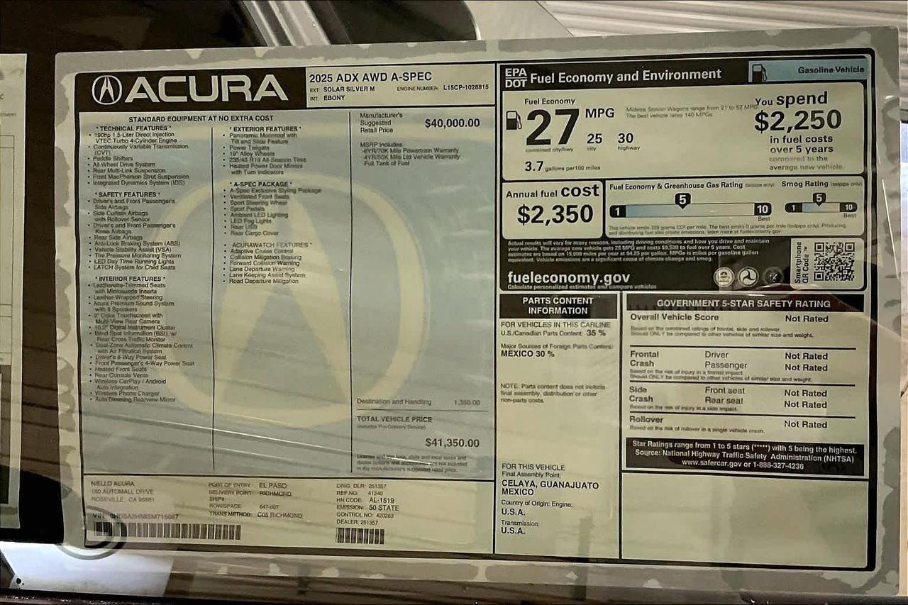 2025 Acura ADX w/A-Spec Package Roseville CA