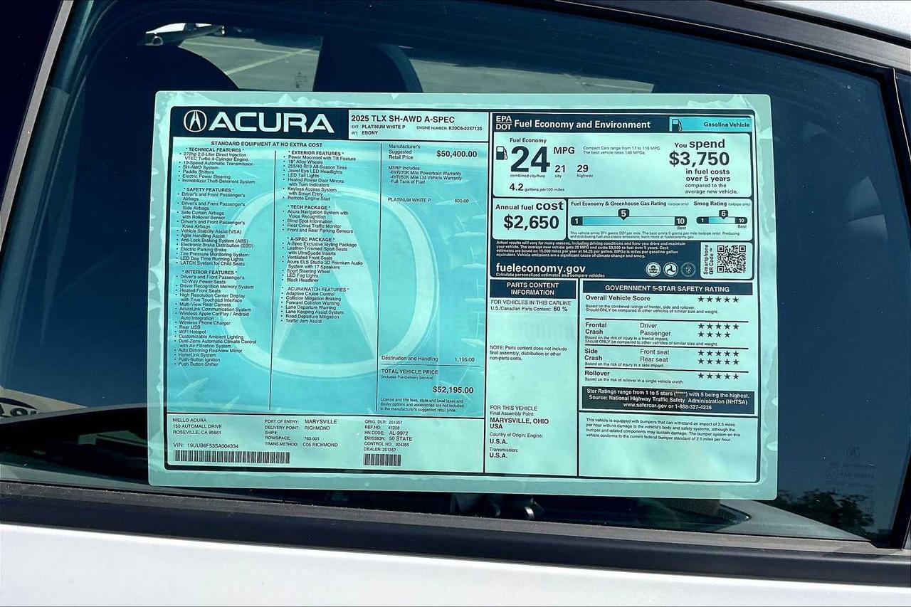 2025 Acura TLX w/A-Spec Package Roseville CA