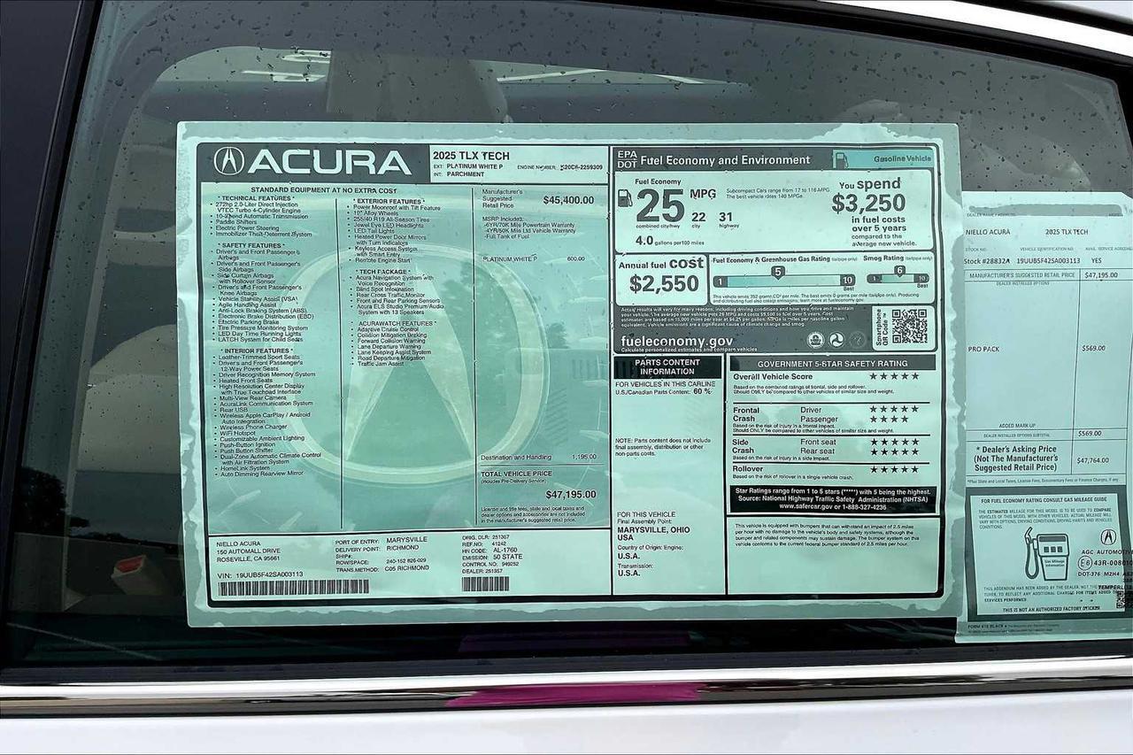 2025 Acura TLX w/Technology Package Roseville CA