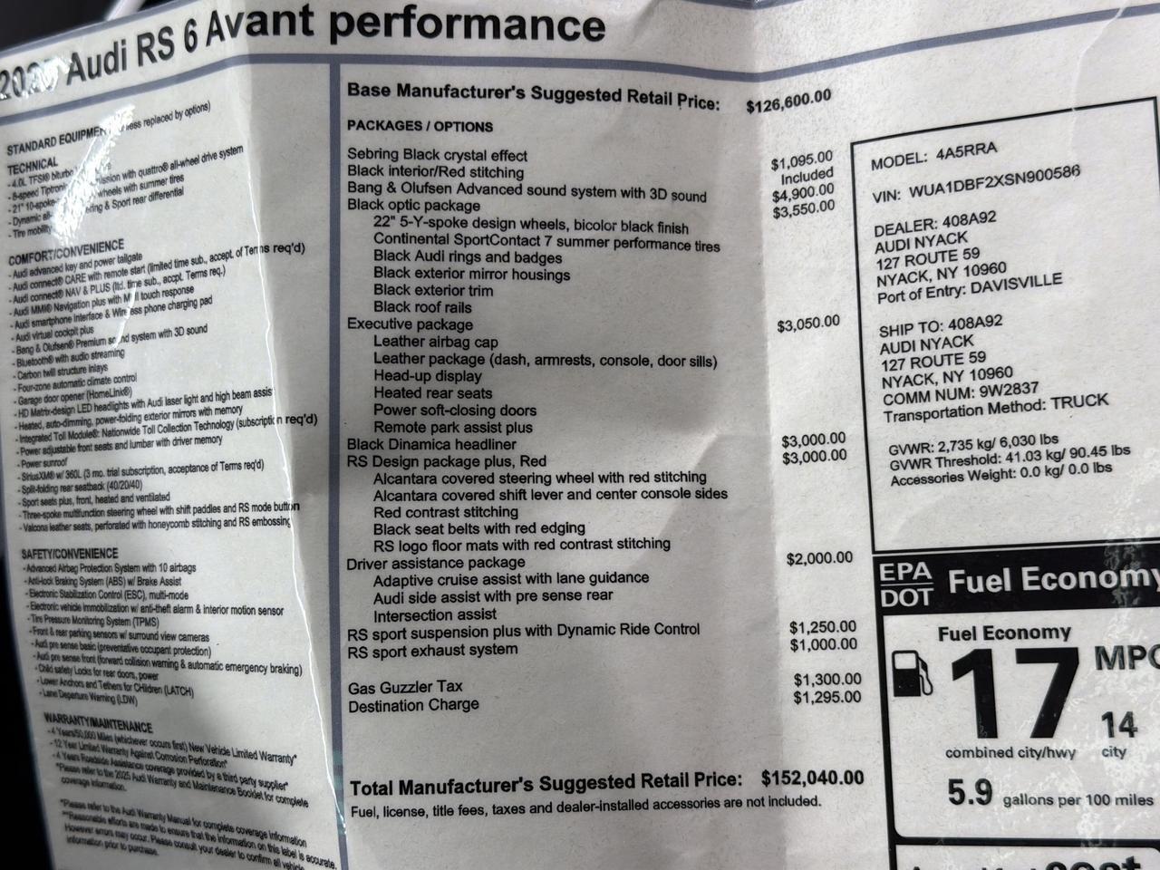 2025 Audi RS 6 Avant Performance Newark DE