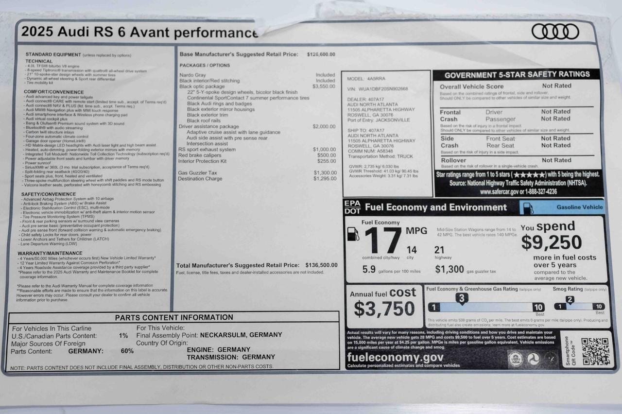 2025 Audi RS 6 Avant performance