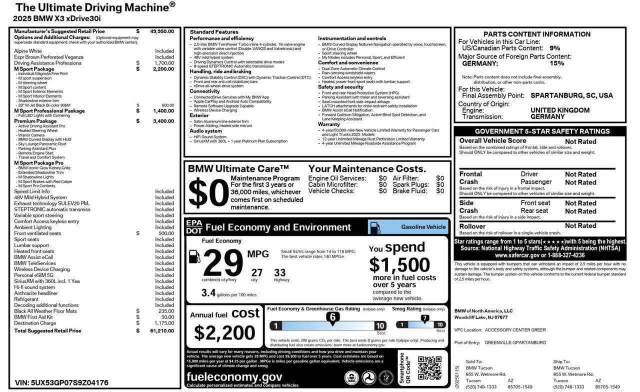 2025 BMW X3 30 xDrive M Sport Package Loaded $61k MSRP Scottsdale AZ