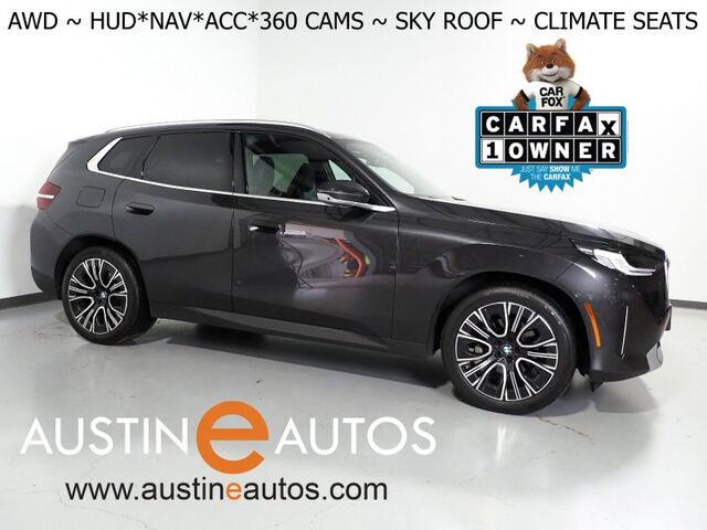 2025 BMW X3 xDrive30i AWD *HEADS-UP DISPLAY, NAVIGATION, ADAPTIVE CRUISE, SAFETY ALERTS, PARKING ASSIST, 360 CAMERAS, PANO SKY LOUNGE ROOF, LEATHER, CLIMATE SEATS, HEATED STEERING, REMOTE START, WIRELESS CHARGING, ANDROID & APPLE Round Rock TX