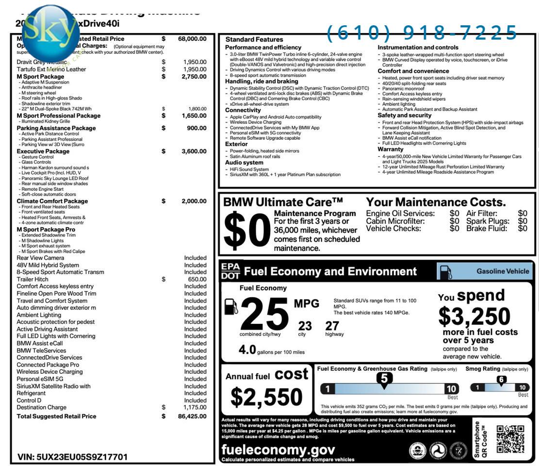 2025 BMW X5 AWD xDrive40i 22's
