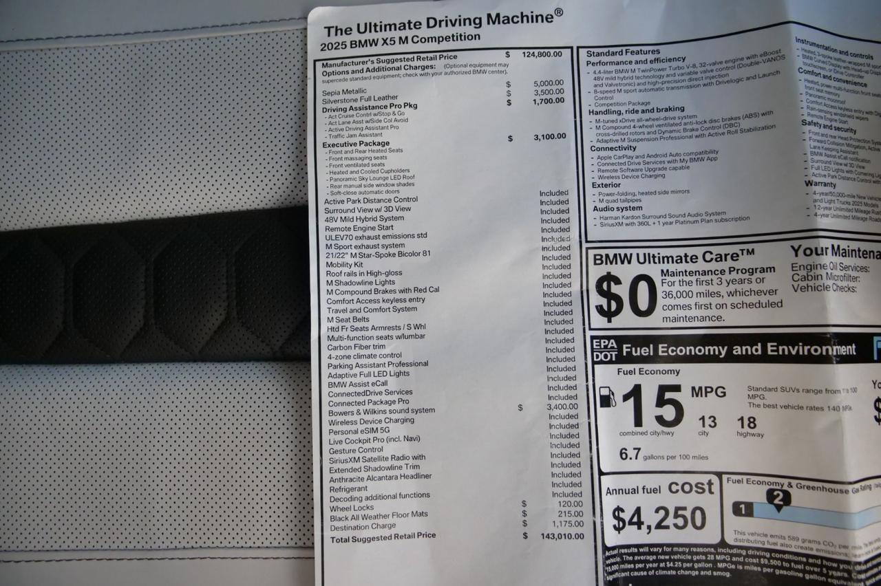 2025 BMW X5 M Competition / Executive Package / Bowers & Wilkins Sound! Lincolnton NC