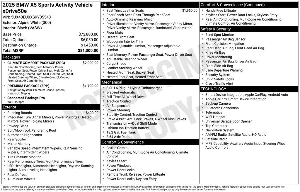 2025 BMW X5 xDrive50e OR