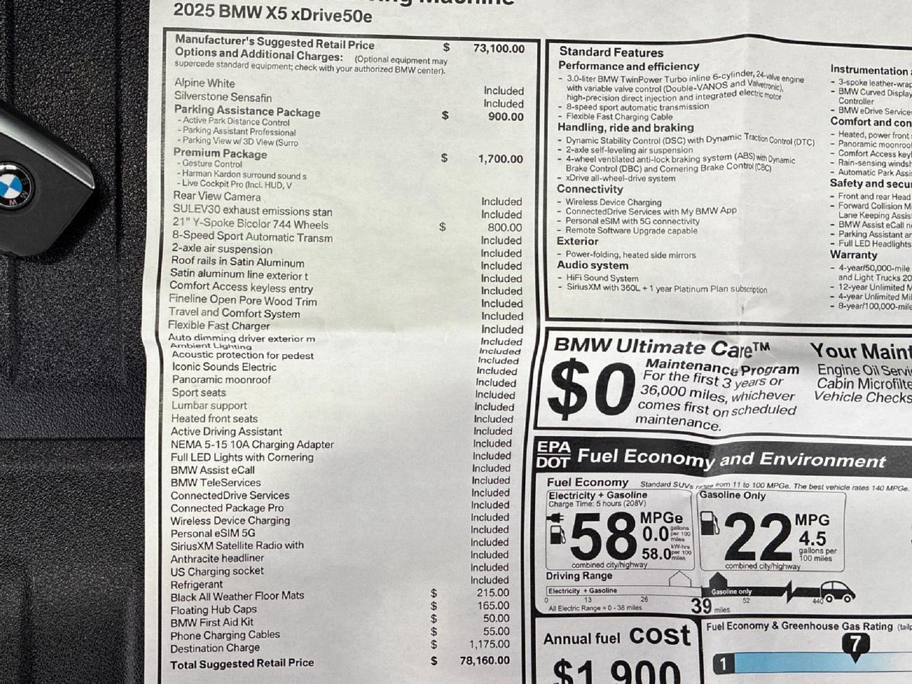 2025 BMW X5 xDrive50e, Parking Assistance Pkg, Premium Pkg, 21in Y-Spoke Wheels Houston TX