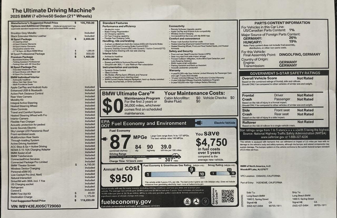 2025 BMW i7 eDrive50 Anaheim Hills CA