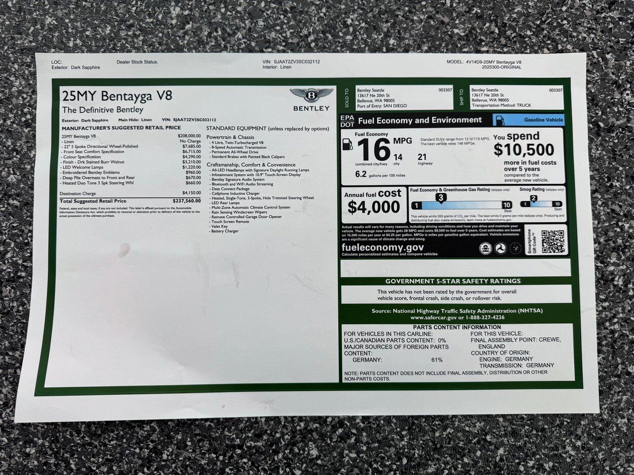 2025 Bentley Bentayga V8 Bellevue WA