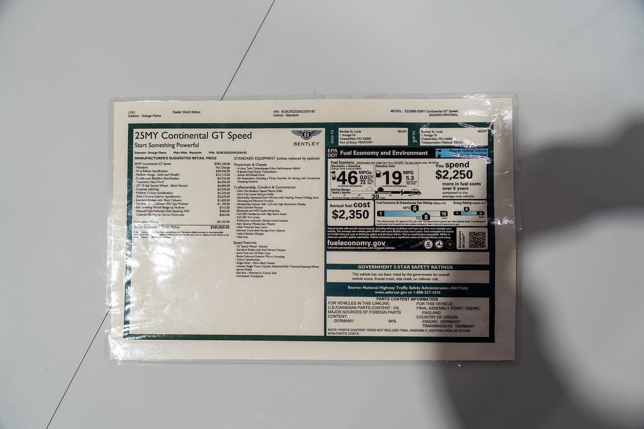 2025 Bentley Continental GT Speed First Edition Orange Flame paint,Mulliner/Blackline Specification,rotating display & MORE!! Fort Lauderdale FL