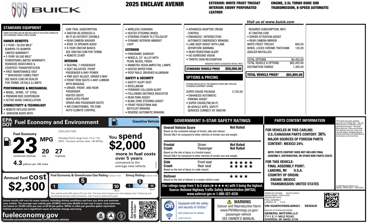 2025 Buick Enclave Avenir Knoxville TN