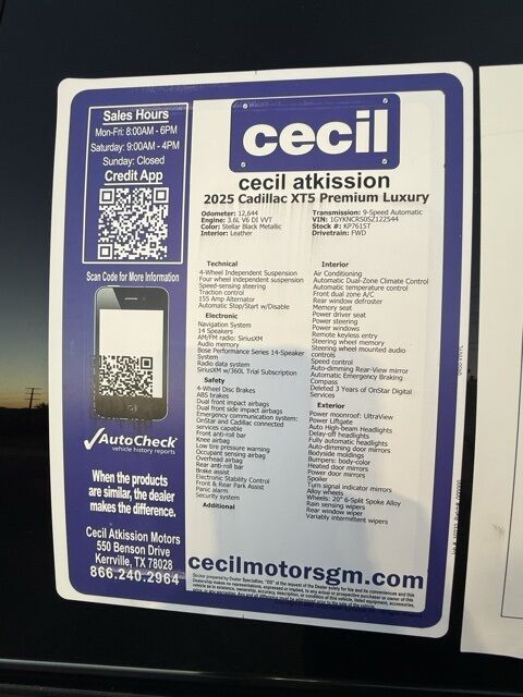 2025 Cadillac XT5 Premium Luxury Kerrville TX