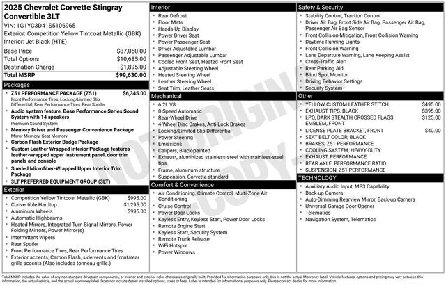 2025 Chevrolet Corvette Stingray Raleigh NC