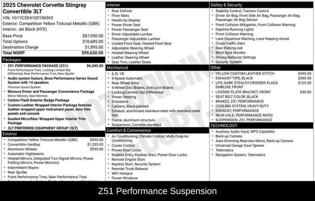 2025 Chevrolet Corvette Stingray Raleigh NC