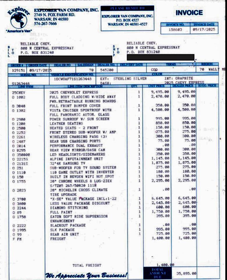 2025 Chevrolet Express Explorer Conversion Van / Loaded With Options! Lincolnton NC