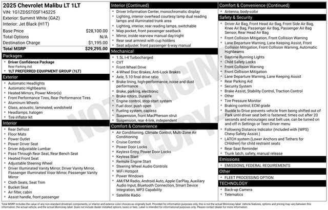 2025 Chevrolet Malibu LT Raleigh NC