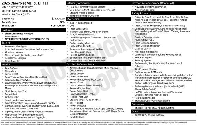 2025 Chevrolet Malibu LT Raleigh NC