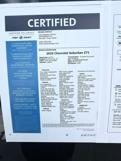 2025 Chevrolet Suburban Z71 Kerrville TX