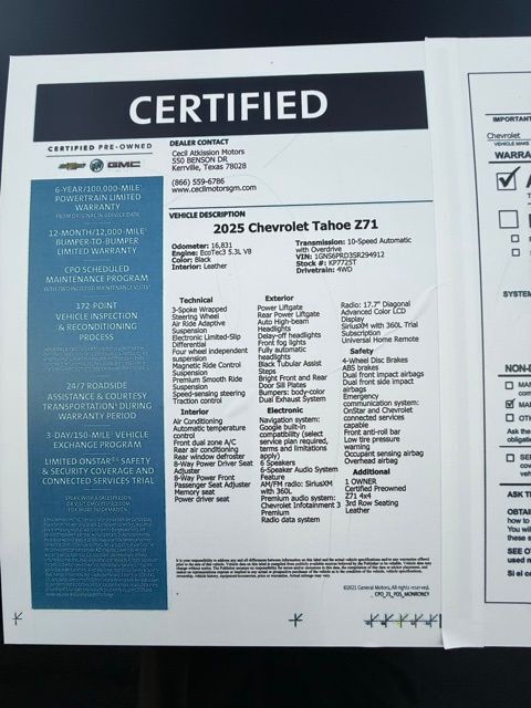 2025 Chevrolet Tahoe Z71 Kerrville TX