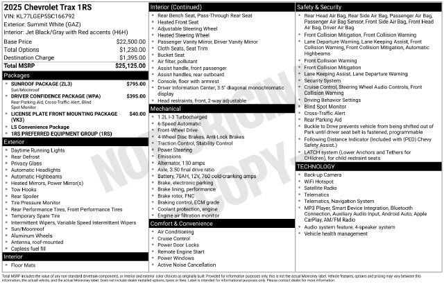 2025 Chevrolet Trax 1RS Raleigh NC