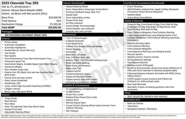 2025 Chevrolet Trax 2RS Raleigh NC