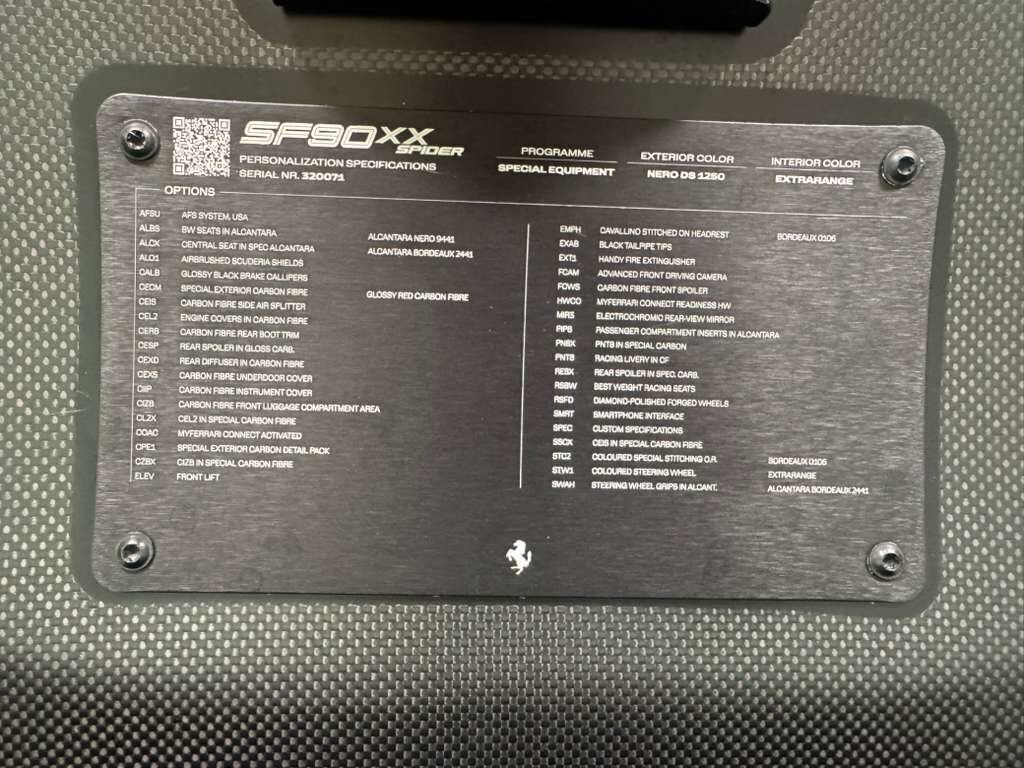2025 Ferrari SF90 XX Spider Nero B/B paint,best weight racing seats,forged wheels,front camera,carbon galore & MUCH MORE! Fort Lauderdale FL